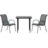 vidaXL Ensemble à manger de jardin 3 pcs noir textilène et acier