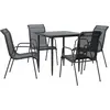 vidaXL Ensemble à manger de jardin 5 pcs noir textilène et acier