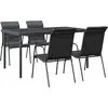 vidaXL Ensemble à manger de jardin 5 pcs noir textilène et acier