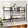vidaXL Ensemble d'étagères murales barres 4 pcs noir bois d'ingénierie