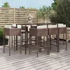 vidaXL Ensemble de bar de jardin 9 pcs avec coussins marron poly rotin