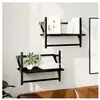 vidaXL Étagères murales avec barres 2 pcs noir 40x25x30 cm