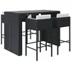vidaXL Ensemble de bar de jardin 5 pcs avec coussins noir poly rotin