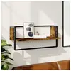 vidaXL Étagère murale avec barre chêne fumé 65x25x30 cm