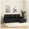 vidaXL Canapé à 3 places avec repose-pieds Noir 180 cm Similicuir