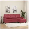 vidaXL Canapé à 3 places repose-pieds Rouge bordeaux 180 cm Similicuir