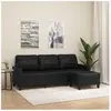 vidaXL Canapé à 3 places avec repose-pieds Noir 180 cm Similicuir