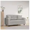 vidaXL Canapé 2 places avec oreillers gris clair 120 cm