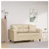 vidaXL Canapé 2 places avec oreillers crème 120 cm tissu microfibre
