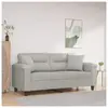 vidaXL Canapé 2 places avec oreillers gris clair 140 cm