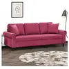 vidaXL Canapé 3 places avec oreillers bordeaux 180 cm velours