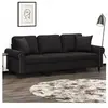 vidaXL Canapé 3 places avec oreillers décoratifs noir 180 cm velours