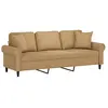 vidaXL Canapé 3 places avec oreillers décoratifs marron 180 cm velours