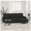 vidaXL Canapé à 3 places avec repose-pieds Noir 180 cm Tissu