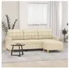 vidaXL Canapé à 3 places avec repose-pieds Crème 180 cm Tissu