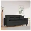 vidaXL Canapé 2 places avec oreillers noir 140 cm tissu microfibre