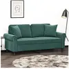 vidaXL Canapé 2 places avec oreillers vert foncé 140 cm velours