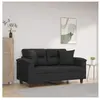 vidaXL Canapé 2 places avec oreillers décoratifs noir 120cm similicuir