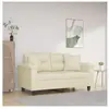 vidaXL Canapé 2 places avec oreillers crème 120 cm similicuir