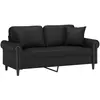 vidaXL Canapé 2 places avec oreillers décoratifs noir 140cm similicuir