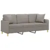 vidaXL Canapé 3 places avec oreillers décoratifs taupe 180 cm tissu
