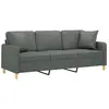 vidaXL Canapé 3 places avec oreillers gris foncé 180 cm tissu