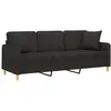 vidaXL Canapé 3 places avec oreillers décoratifs noir 180 cm tissu