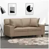 vidaXL Canapé 2 places avec oreillers cappuccino 120 cm similicuir