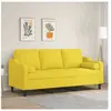 vidaXL Canapé 3 places avec oreillers jaune clair 180 cm tissu