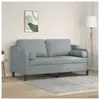 vidaXL Canapé 2 places avec oreillers gris clair 140 cm tissu
