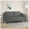 vidaXL Canapé 2 places avec oreillers gris foncé 140 cm tissu