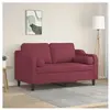 vidaXL Canapé 2 places avec oreillers bordeaux 120 cm tissu