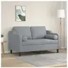 vidaXL Canapé 2 places avec oreillers gris clair 120 cm tissu