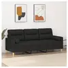 vidaXL Canapé 3 places avec oreillers décoratifs noir 180 cm tissu