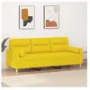 vidaXL Canapé 3 places avec oreillers jaune clair 180 cm tissu