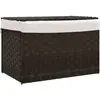 vidaXL Panier à linge avec couvercle marron foncé résine tressée