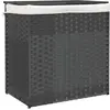 vidaXL Panier à linge avec 2 sections gris 53x35x57 cm résine tressée