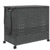 vidaXL Panier à linge avec roulettes gris 66x35x60 cm résine tressée