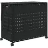 vidaXL Panier à linge avec roulettes noir 66x35x60 cm résine tressée