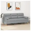 vidaXL Canapé 3 places avec oreillers gris clair 180 cm tissu