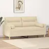 vidaXL Canapé 2 places avec oreillers décoratifs crème 140 cm tissu