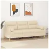 vidaXL Canapé 3 places avec oreillers décoratifs crème 180 cm tissu