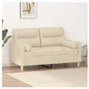 vidaXL Canapé 2 places avec oreillers décoratifs crème 120 cm tissu