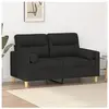 vidaXL Canapé 2 places avec oreillers décoratifs noir 120 cm tissu