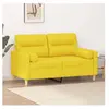vidaXL Canapé 2 places avec oreillers jaune clair 120 cm tissu