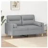 vidaXL Canapé 2 places avec oreillers gris clair 120 cm tissu