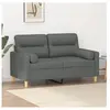 vidaXL Canapé 2 places avec oreillers gris foncé 120 cm tissu