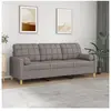 vidaXL Canapé 3 places avec oreillers décoratifs taupe 180 cm tissu