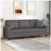 vidaXL Canapé 3 places avec oreillers décoratifs gris 180cm similicuir