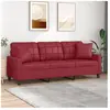 vidaXL Canapé 3 places avec oreillers bordeaux 180 cm similicuir
